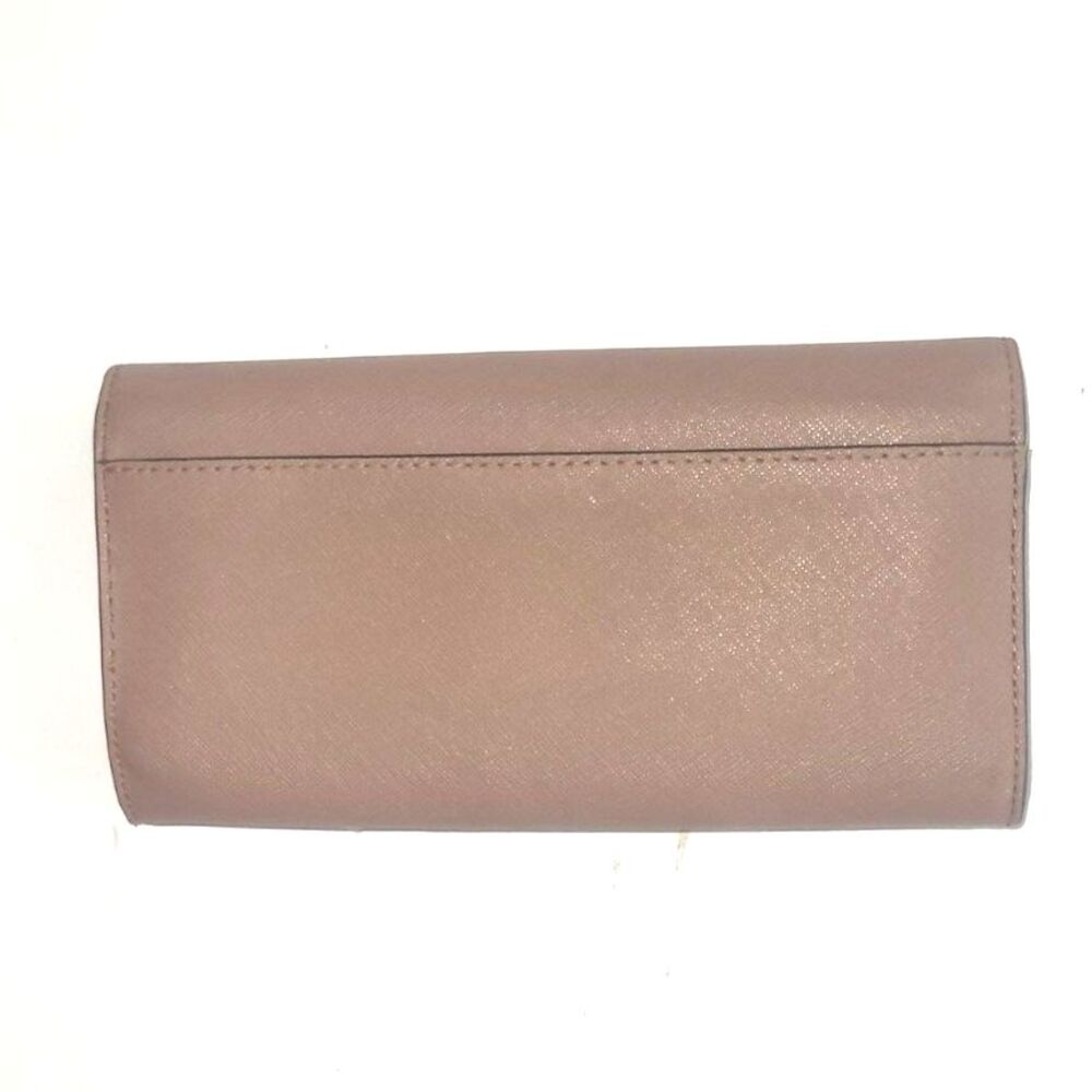 Michael Kors Blush Pink Saffiano Style Continental Wallet Snap Closure